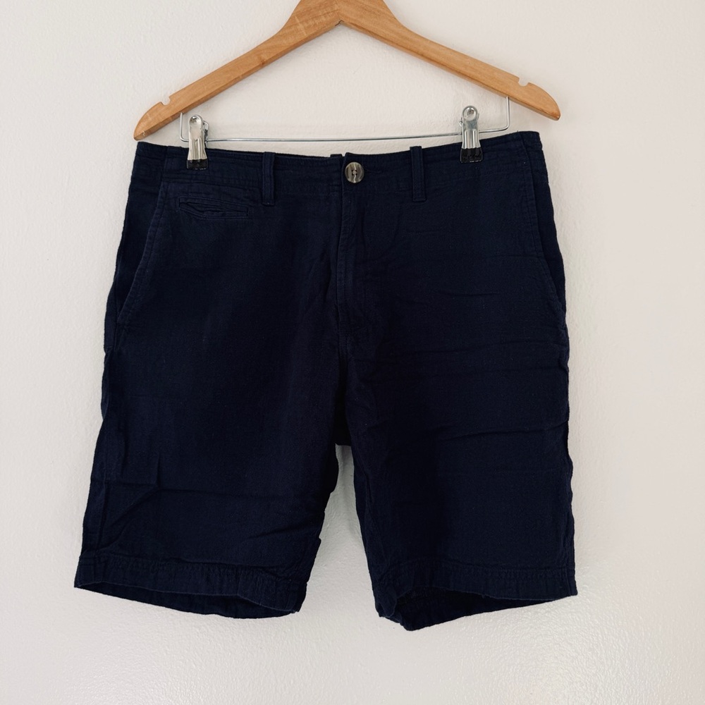 14th & Union Linen Blend Slim Fit Navy Blue Shorts
